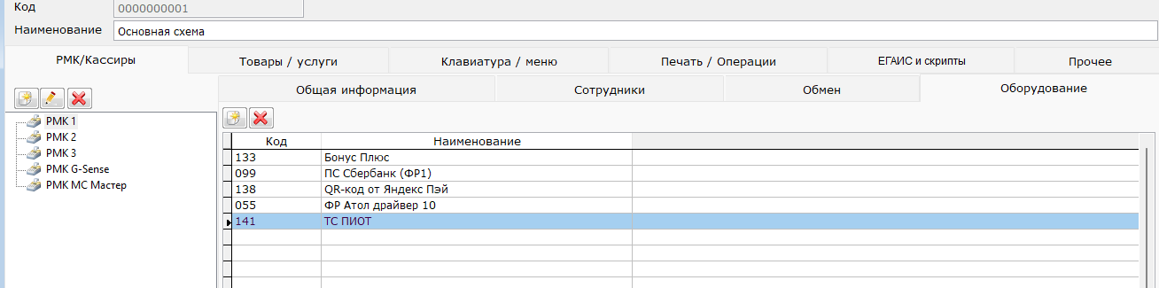 оборудование в схеме